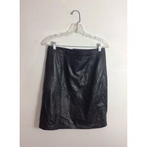 Miranda Black Leather Pencil Skirt Knee Length Womens 8